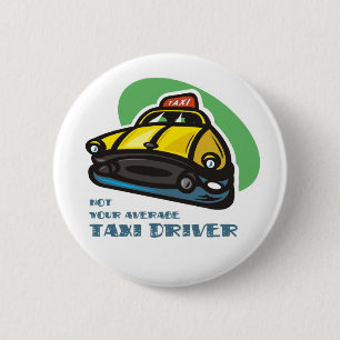 Yellow cab cartoon: Not your average taxi driver 2 Inch Round Button