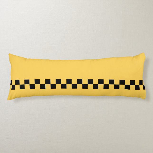 Yellow cab chequered pattern body pillow (Front)