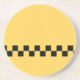Yellow cab chequered pattern coaster