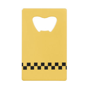 Yellow cab chequered pattern credit card bottle opener