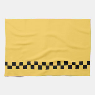 Yellow cab chequered pattern kitchen towel