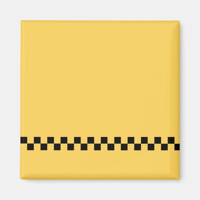 Yellow cab chequered pattern magnet (Front)
