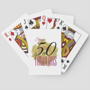 Yellow Cactus Flower 50 and Fabulous Birthday Playing Cards
