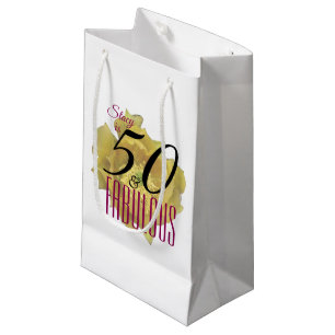 Yellow Cactus Flower 50 and Fabulous Birthday Small Gift Bag