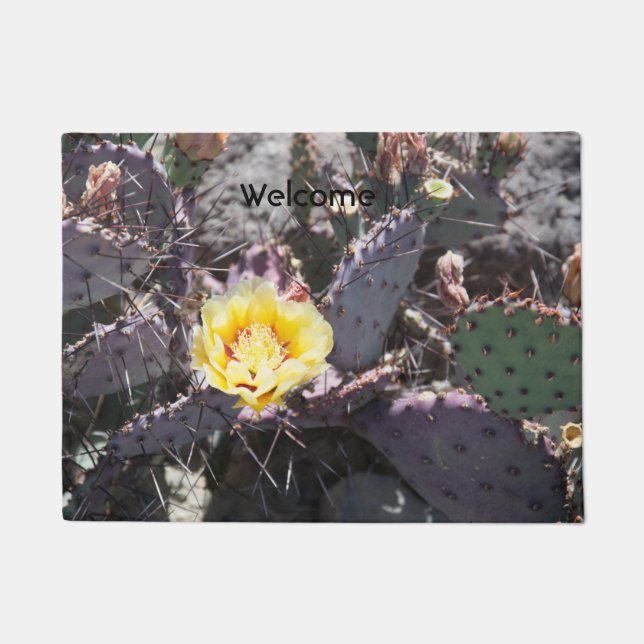 Yellow cactus flower in spring doormat (Front)