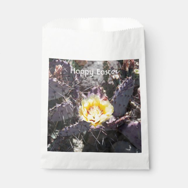 Yellow cactus flower in spring favour bag (Front)
