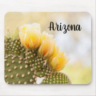 Yellow cactus flowers as they bloom , Arizona Mouse Pad