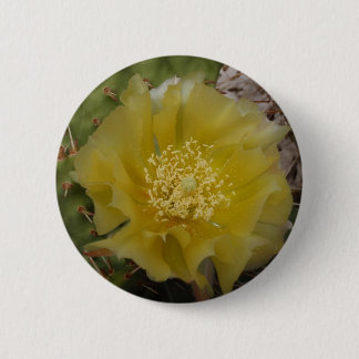 Yellow Cactus In Bloom 2 Inch Round Button