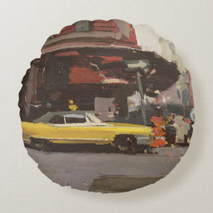 Yellow Cadillac 2012 Round Pillow