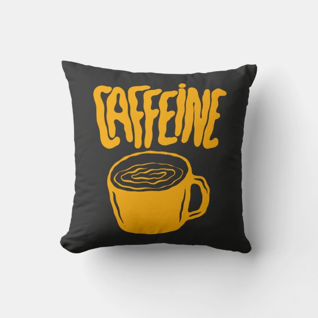 Yellow Caffeine Throw Pillow (Front)
