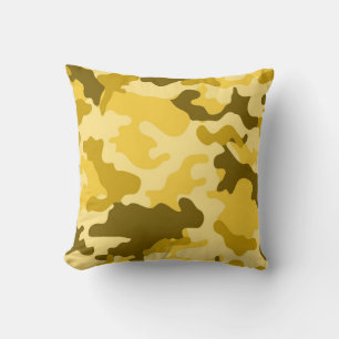 Yellow Camo Throw Pillow