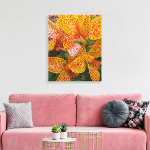 Yellow Canna Lily with Red Speckles Floral Canvas Print