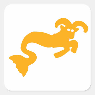 Yellow Capricorn Sea-Goat Zodiac Silhouette Square Sticker