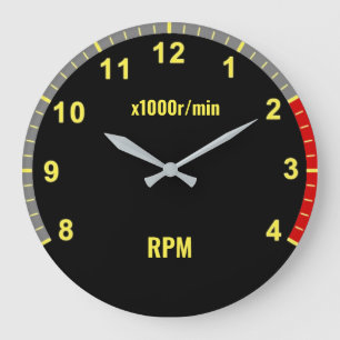 Yellow Car Tachometer Clock - Auto Mechanic Garage