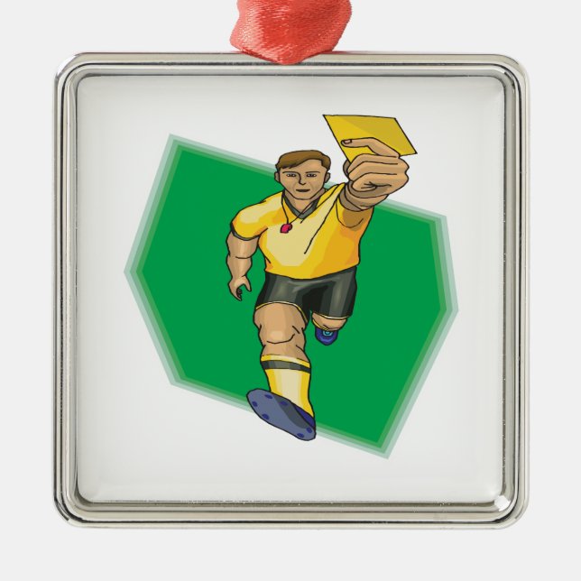 Yellow Card Metal Ornament (Front)