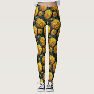 Yellow Cardio  Dahlias Luxury Mother's Day Gift  Leggings