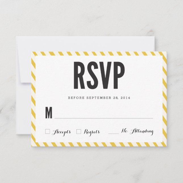 Yellow Carnival Stripes RSVP Response Card (Front)