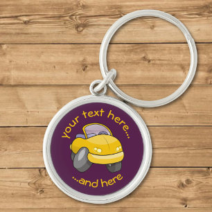 Yellow Cartoon Car Keychain