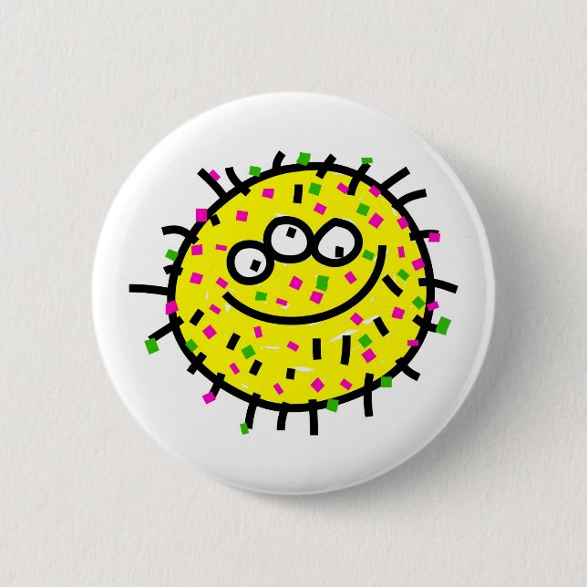 Yellow Cartoon Germ 2 Inch Round Button (Front)