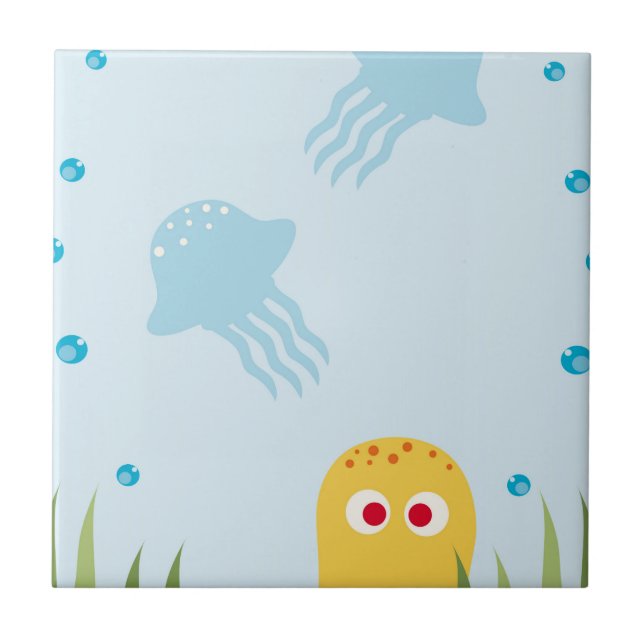 Yellow Cartoon Octopus Tile (Front)