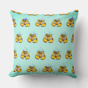Yellow Cartoons Boxing Gloves Throw Pillow