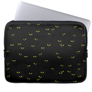 Yellow Cat Eyes in the Dark Laptop Sleeve