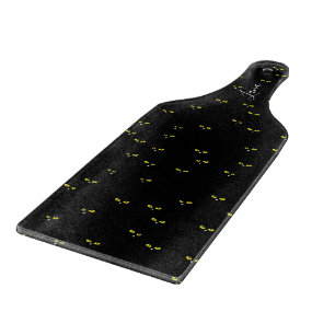 Yellow Cat Eyes on Black Best Halloween Party Cutting Board