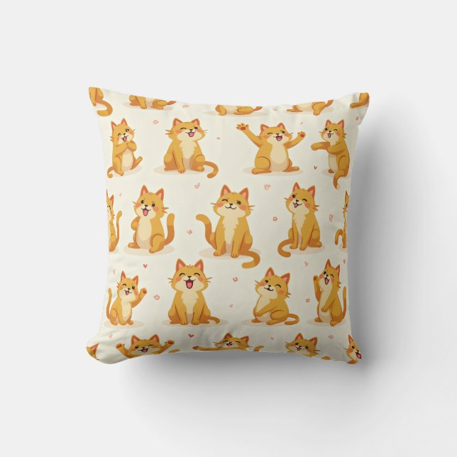 Yellow cat pillow cushion (Front)