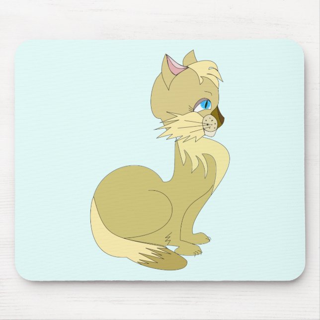 Yellow Cat with Blue Eyes Mouse Pad Gift (Front)