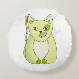 Yellow Cat with Naughty Smile Duvet Cover Round Pillow