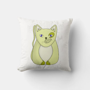 Yellow Cat with Naughty Smile Duvet Cover Throw Pillow