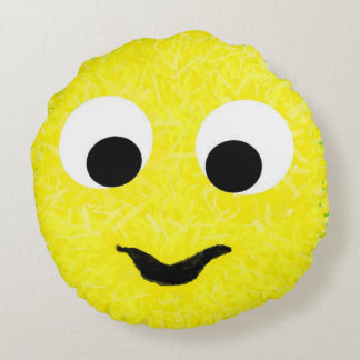 yellow caterpillar Bugly the butterfly, bedtime Round Pillow