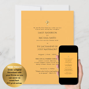 Yellow  Catholic Nuptial Mass Wedding Invitation