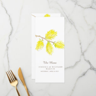 Yellow catkins watercolor wedding menu