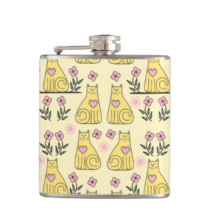 Yellow Cats Hip Flask