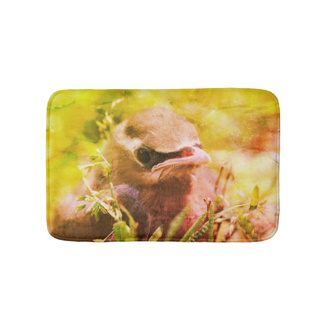 Yellow Cedar Waxwing Fledgling Bird Abstract  Bath Mat (Front)