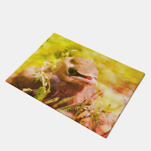 Yellow Cedar Waxwing Fledgling Bird Abstract   Doormat
