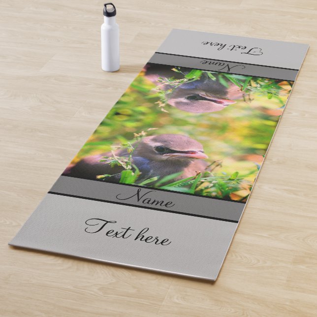 Yellow Cedar Waxwing Fledgling Bird Personalized Yoga Mat (In Situ)