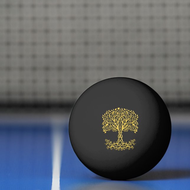 Yellow Celtic Tree Of Life Ping Pong Ball (Net)