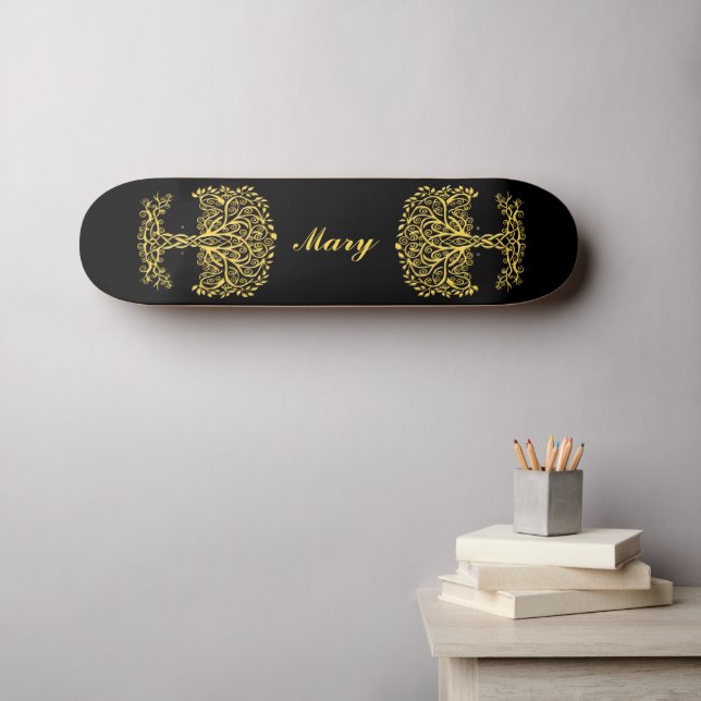 Yellow Celtic Tree Of Life Skateboard (Wall Art (Horz))