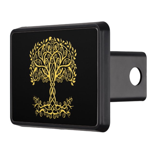 Yellow Celtic Tree Of Life Trailer Hitch Cover (Left)