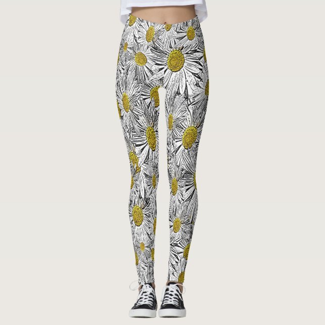Yellow Centred Daisies Leggings (Front)