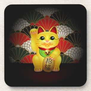 Yellow Ceramic Maneki Neko Coaster