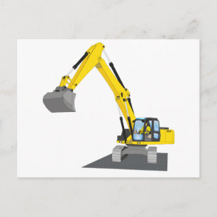 yellow chain excavator postcard