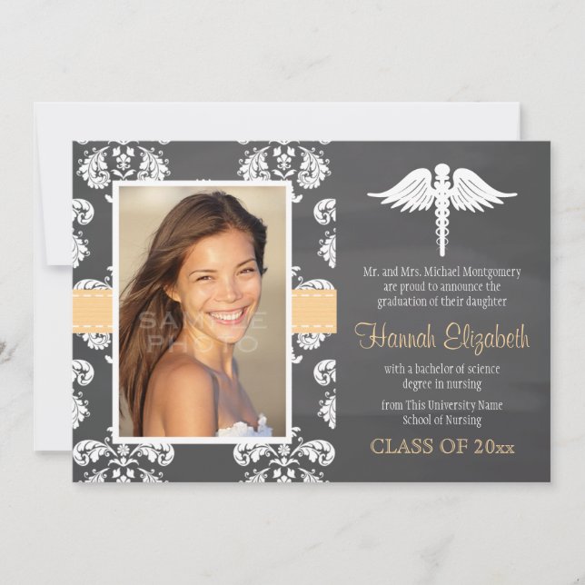 Yellow Chalkboard Nursing School Graduation Invitation (Front)