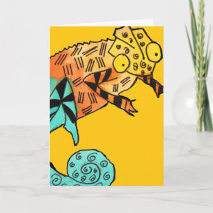 Yellow chameleon ink card