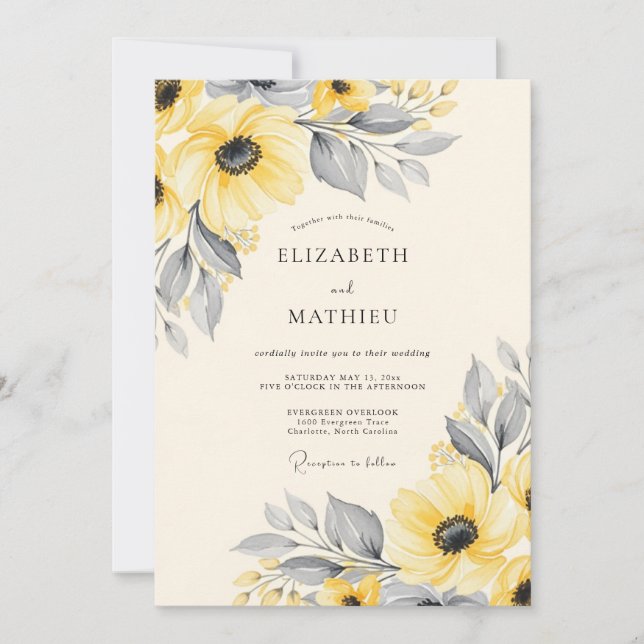 Yellow Charcoal Breathtaking Summer Wedding Invitation (Front)
