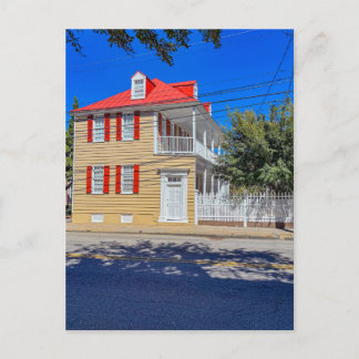Yellow Charleston House with Red Shutters Postcard