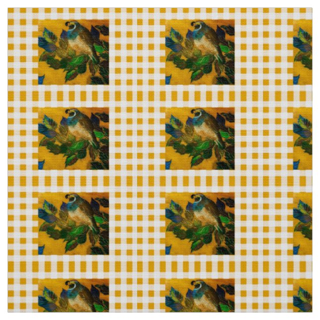 Yellow Check Quail Fabric (Swatch)