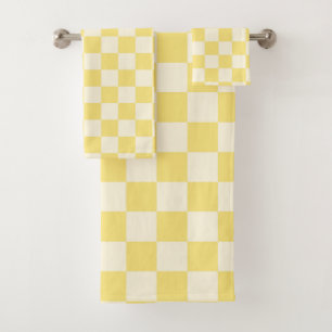 Yellow Checkerboard Bath Towel Set